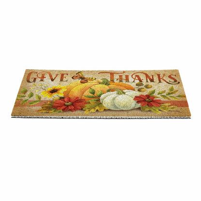 Grateful Gatherings PVC Trapper Mat, "Give Thanks" 28"x16" | Plow & Hearth