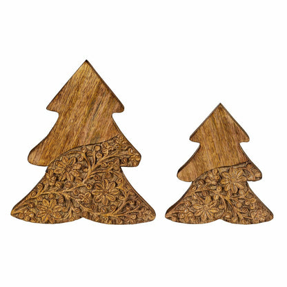 VivaStyle Playful Poinsettia Table Decor, Wood Decor, Carved Floral Tr | Plow & Hearth
