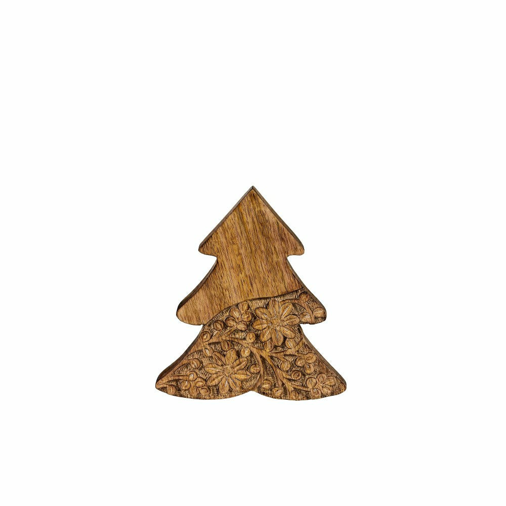 VivaStyle Playful Poinsettia Table Decor, Wood Decor, Carved Floral Tr | Plow & Hearth