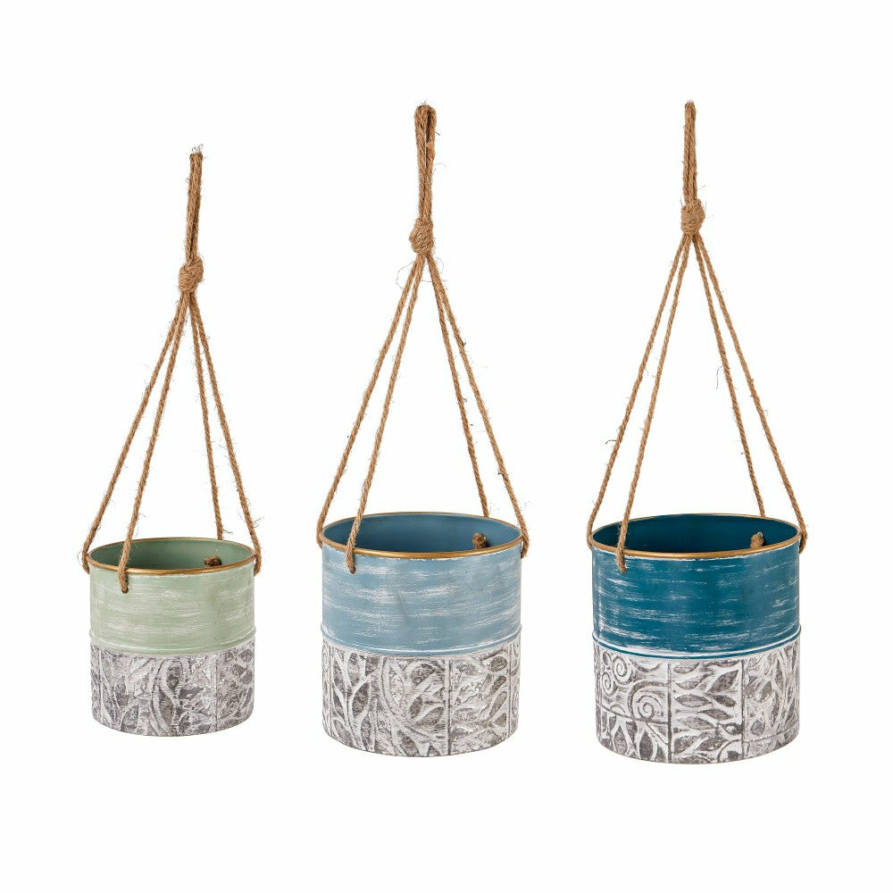 Painted Metal Hanging Planters, Set of 3 | Plow & Hearth