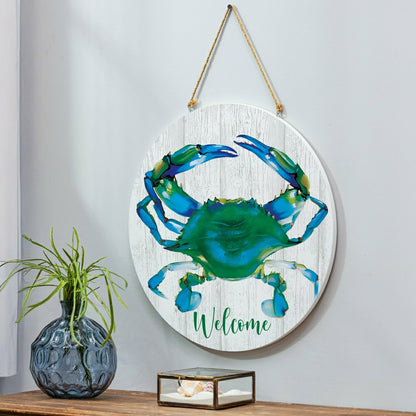 Coastal Door Décor Welcome Crab 18" | Plow & Hearth