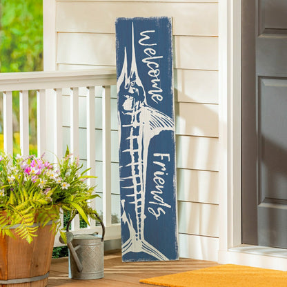 Coastal Porch Leaner Welcome Marlin 46" H | Plow & Hearth