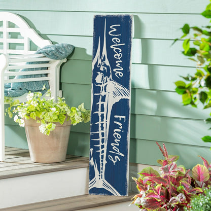 Coastal Porch Leaner Welcome Marlin 46" H | Plow & Hearth