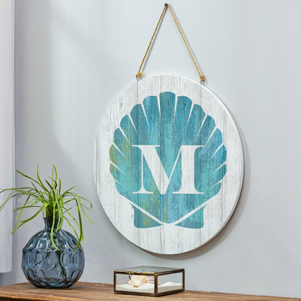 Coastal Door Décor Shell Monogram 18" M | Plow & Hearth
