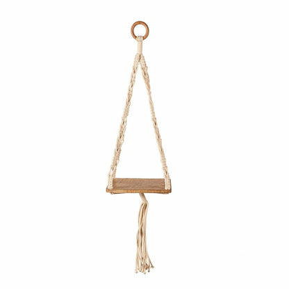 VivaStyle Plant Stand, Macrame & Wood, Hanging Plant Stand, 32" H, Set | Plow & Hearth