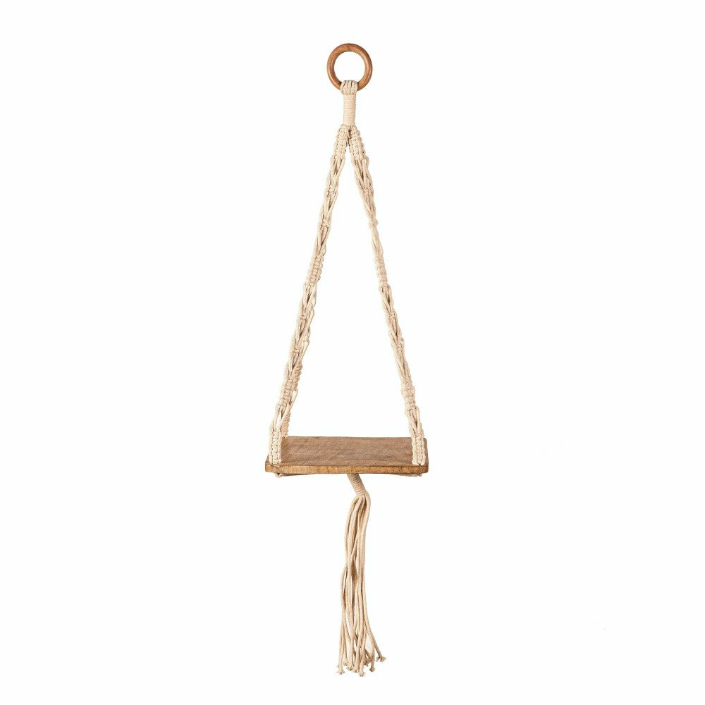 VivaStyle Plant Stand, Macrame & Wood, Hanging Plant Stand, 32" H, Set | Plow & Hearth