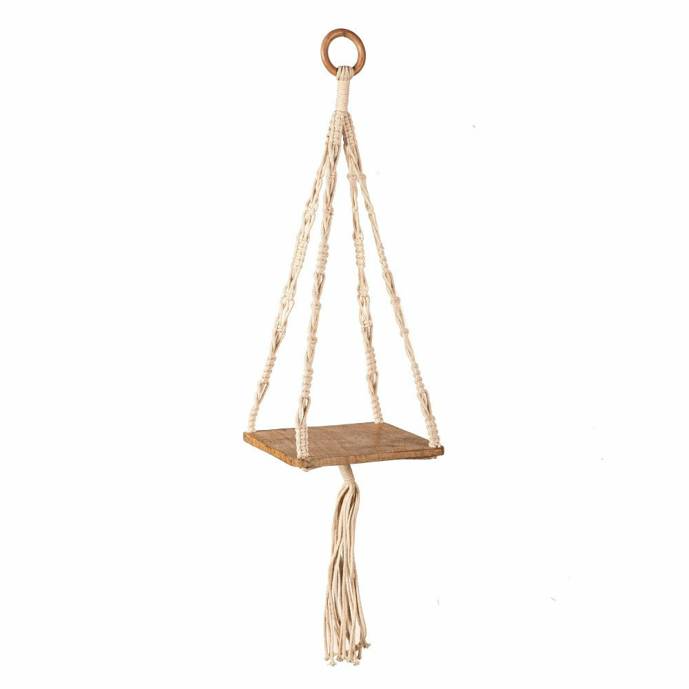 VivaStyle Plant Stand, Macrame & Wood, Hanging Plant Stand, 32" H, Set | Plow & Hearth