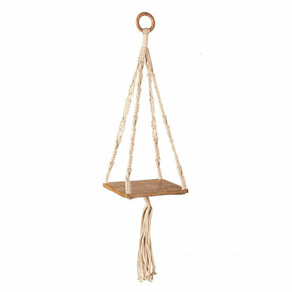 VivaStyle Plant Stand, Macrame & Wood, Hanging Plant Stand, 32" H, Set | Plow & Hearth