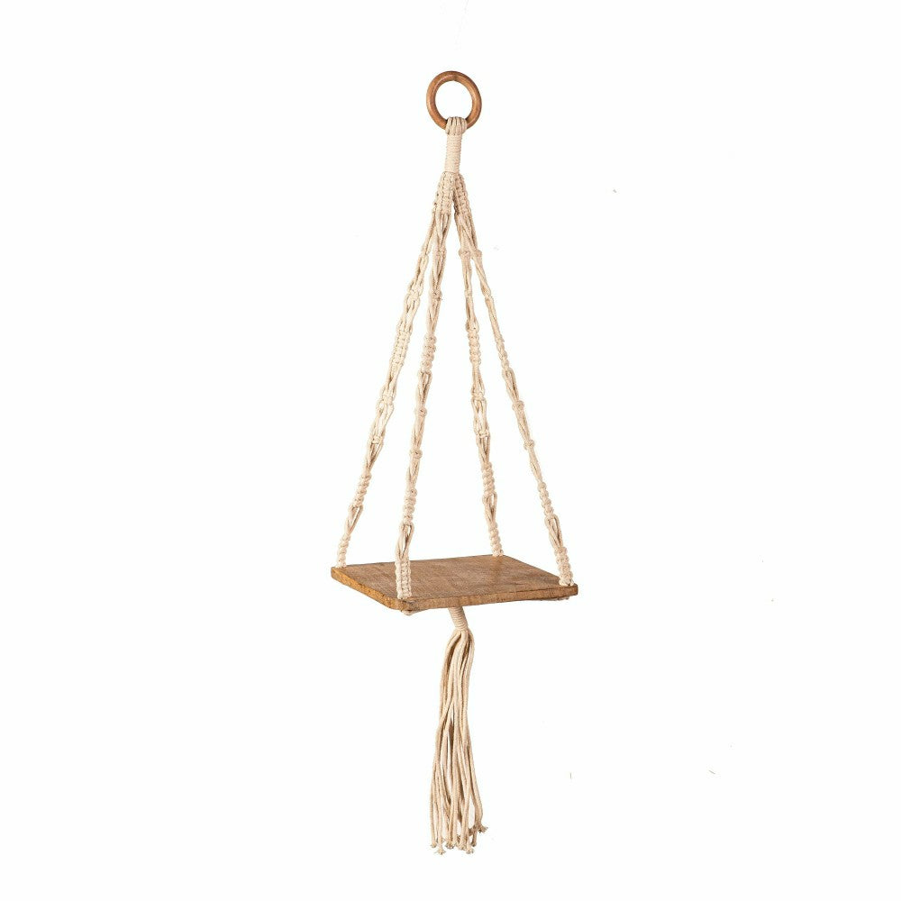 VivaStyle Plant Stand, Macrame & Wood, Hanging Plant Stand, 32" H, Set | Plow & Hearth