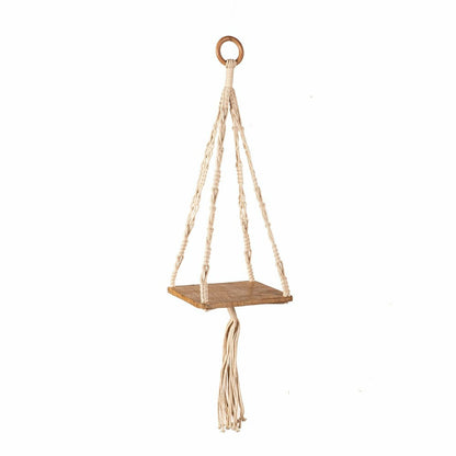 VivaStyle Plant Stand, Macrame & Wood, Hanging Plant Stand, 32" H, Set | Plow & Hearth