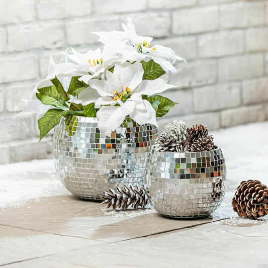Pearl and Pine Planters, Mirror Glass Planters, Nested Set of 2 | Plow & Hearth
