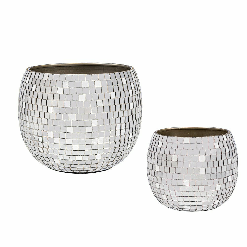 Pearl and Pine Planters, Mirror Glass Planters, Nested Set of 2 | Plow & Hearth