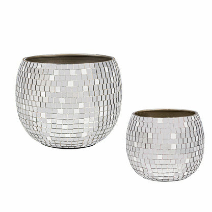 Pearl and Pine Planters, Mirror Glass Planters, Nested Set of 2 | Plow & Hearth