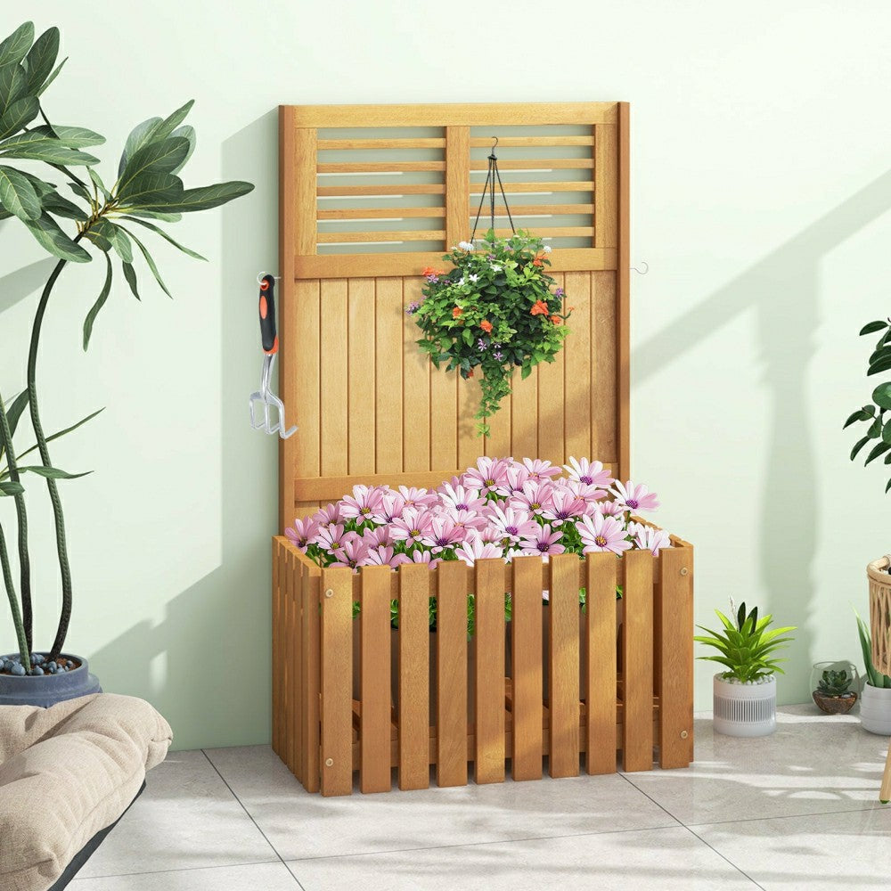 Wooden Raised Garden Bed with Privacy Screen | Plow & Hearth