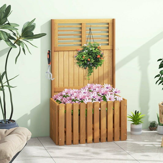 Wooden Raised Garden Bed with Privacy Screen | Plow & Hearth