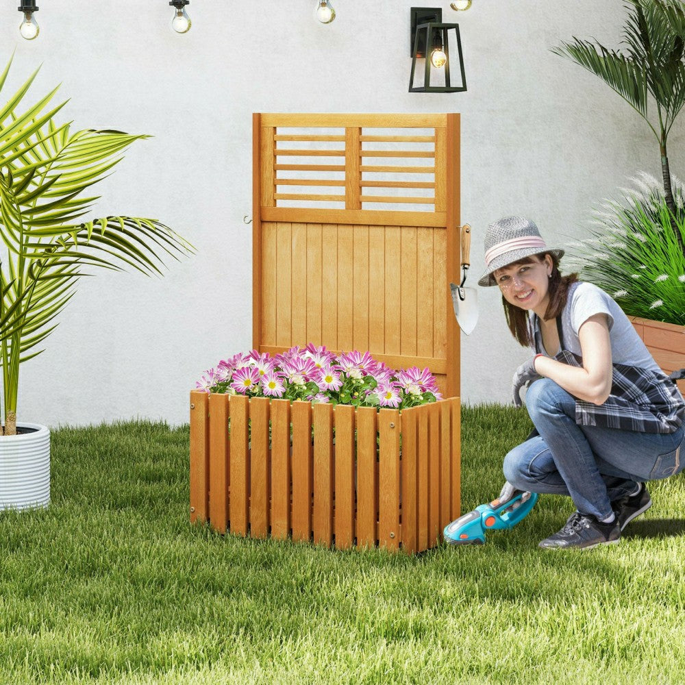 Wooden Raised Garden Bed with Privacy Screen | Plow & Hearth