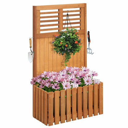 Wooden Raised Garden Bed with Privacy Screen | Plow & Hearth