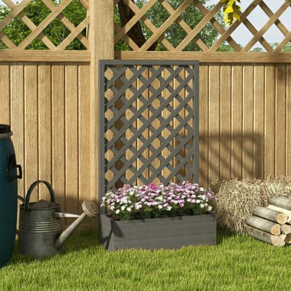 Raised Garden Bed Planter Box with Lattice Trellis | Plow & Hearth
