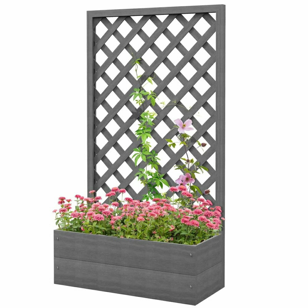 Raised Garden Bed Planter Box with Lattice Trellis | Plow & Hearth