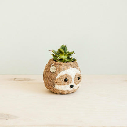 Two-tone Sloth Coco Coir Planter | Plow & Hearth