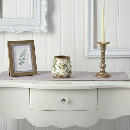 5.5” Tuscan Ceramic Green Scroll Planter | Plow & Hearth
