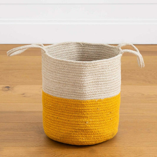 12” Handmade Natural Cotton Woven Planter | Plow & Hearth