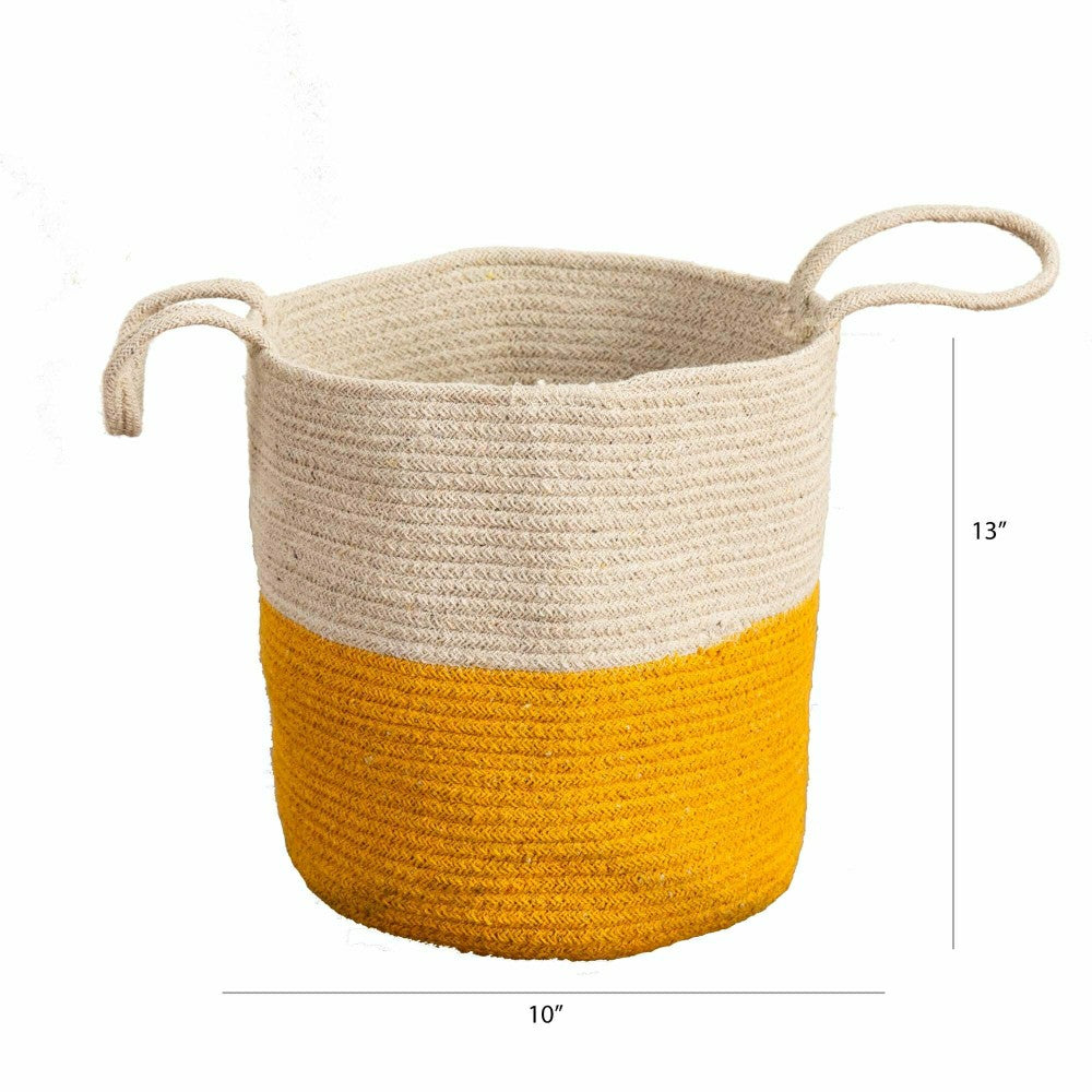 12” Handmade Natural Cotton Woven Planter | Plow & Hearth