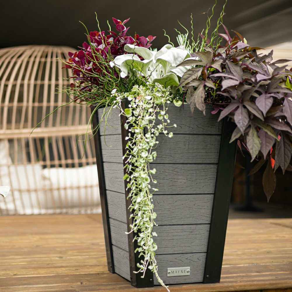 Horizon Charcoal Tapered Planter | Plow & Hearth