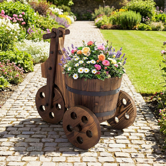 Rustic Wood Tricycle Planter | Plow & Hearth