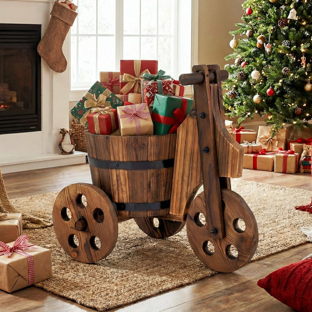 Rustic Wood Tricycle Planter | Plow & Hearth