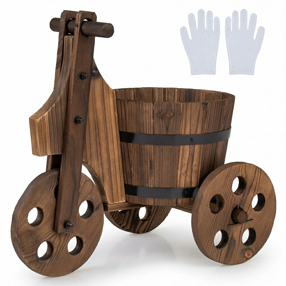 Rustic Wood Tricycle Planter | Plow & Hearth