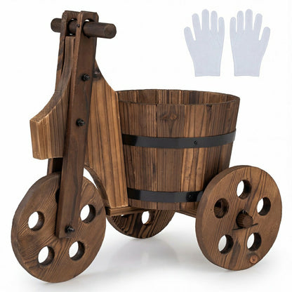Rustic Wood Tricycle Planter | Plow & Hearth