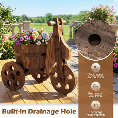 Rustic Wood Tricycle Planter | Plow & Hearth