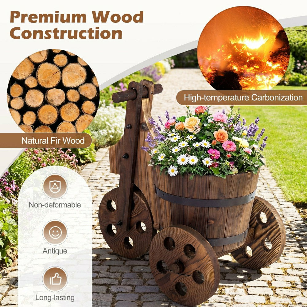 Rustic Wood Tricycle Planter | Plow & Hearth