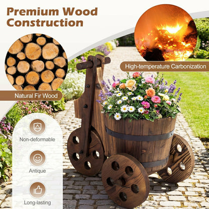 Rustic Wood Tricycle Planter | Plow & Hearth
