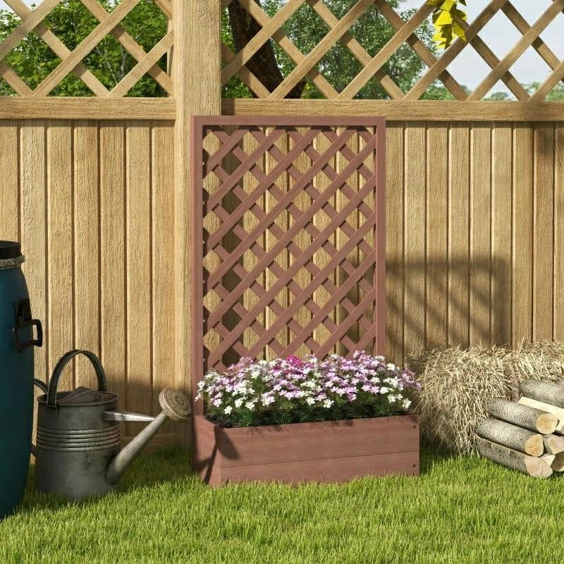 Wood Raised Garden Bed with Lattice Trellis | Plow & Hearth