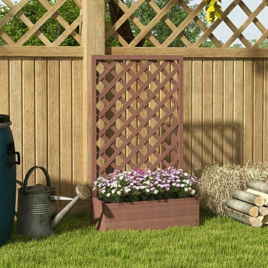 Wood Raised Garden Bed with Lattice Trellis | Plow & Hearth