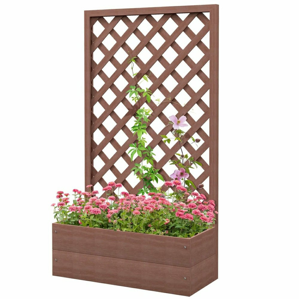 Wood Raised Garden Bed with Lattice Trellis | Plow & Hearth