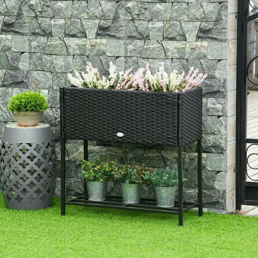 Rattan Wicker Raised Garden Bed | Plow & Hearth