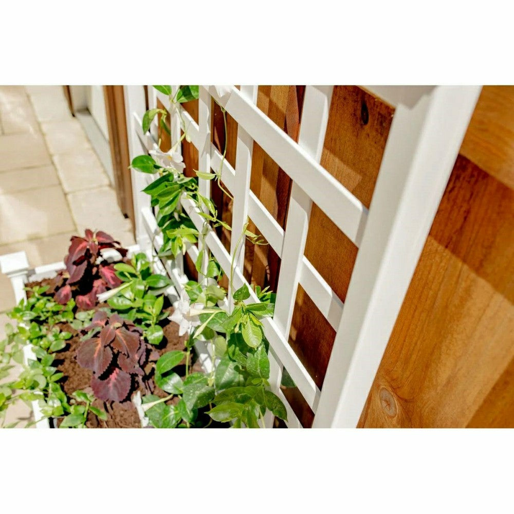 White Vinyl Garden Planter Box with Trellis | Plow & Hearth