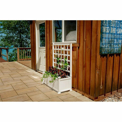 White Vinyl Garden Planter Box with Trellis | Plow & Hearth