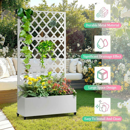 Metal Outdoor Raised Garden Bed with Trellis | Plow & Hearth