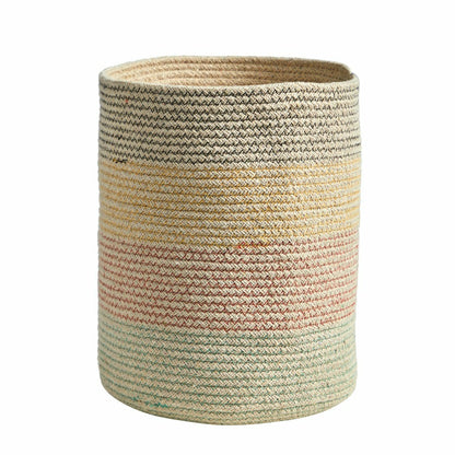 12” Handmade Natural Cotton Multicolored Woven Planter | Plow & Hearth