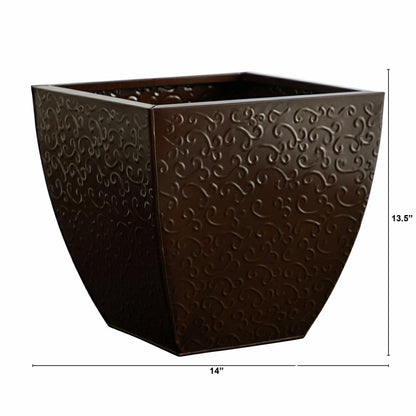 14” Embossed Metal Scroll Planter | Plow & Hearth