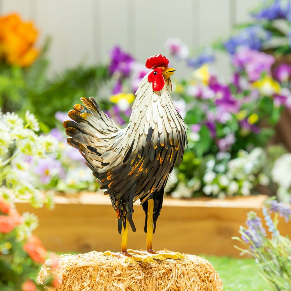 12"H Petal & Plow, Metal Hen Garden Statue | Plow & Hearth