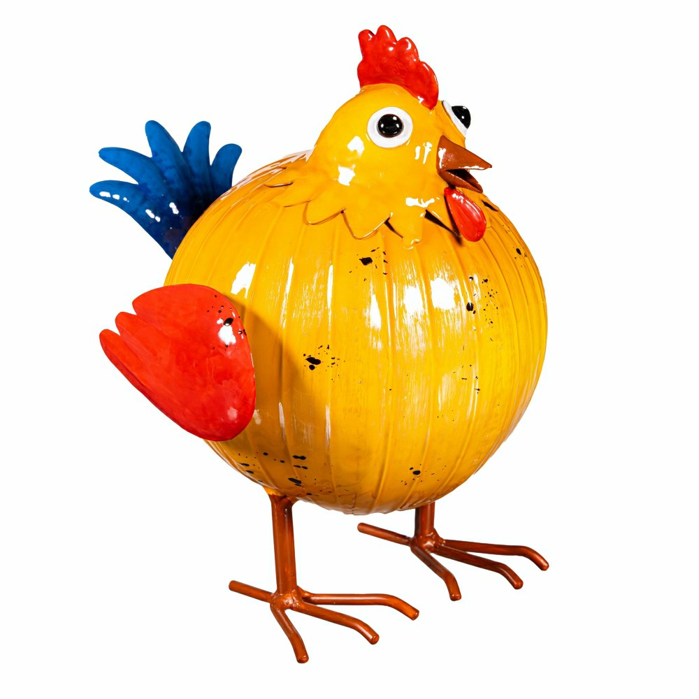 Metal Colorful Chicken Garden Statue | Plow & Hearth