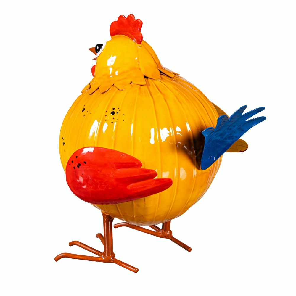 Metal Colorful Chicken Garden Statue | Plow & Hearth