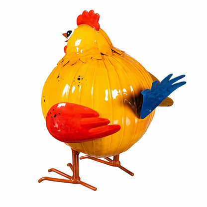 Metal Colorful Chicken Garden Statue | Plow & Hearth