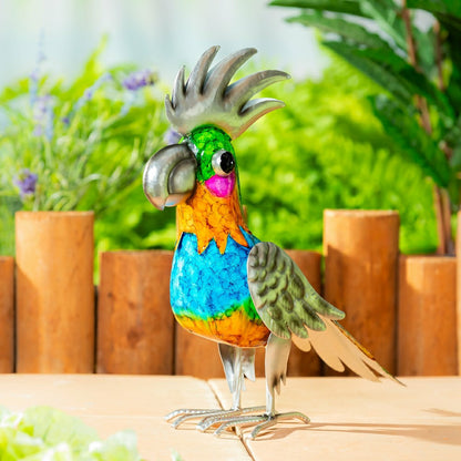 Metal Gradient Parrot Garden Statue, 14"H | Plow & Hearth