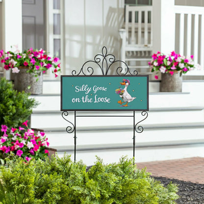 Silly Goose on the Loose PVC Horizontal Yard Sign, 20"Wx 8"H | Plow & Hearth